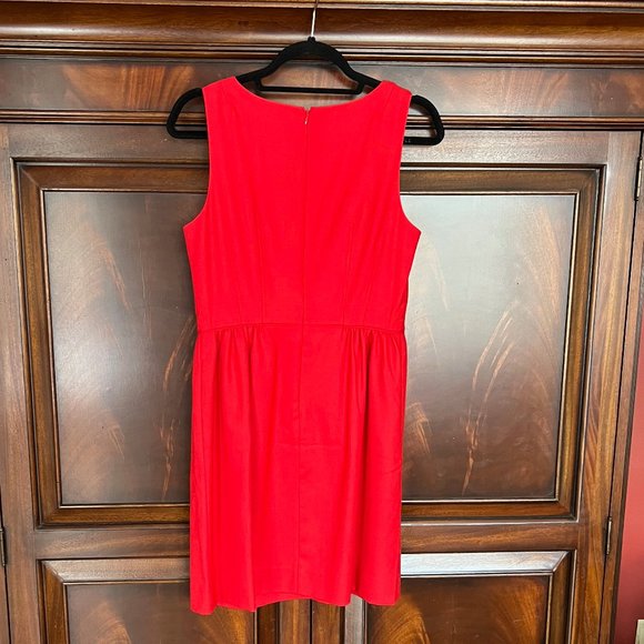 J.CREW Pleated Wool Flannel Shift Sheath Dress Red - Picture 2 of 5